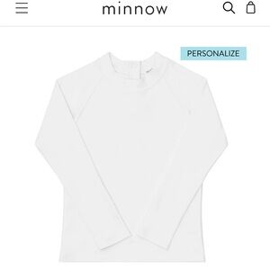 Minnow unisex crane white rashguard NWT